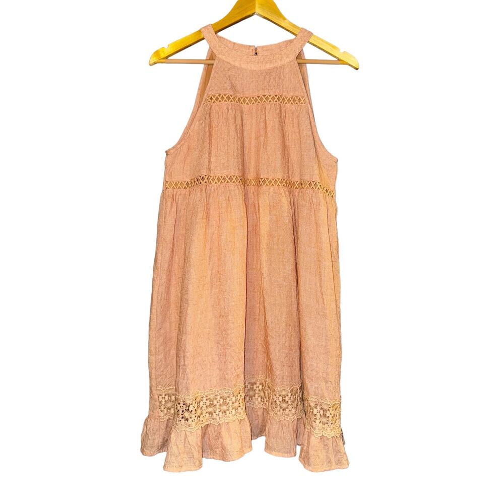 Leia n Co Halter Lace Dress Women's Size Large Peachy Pink Fairy Boho Feminine